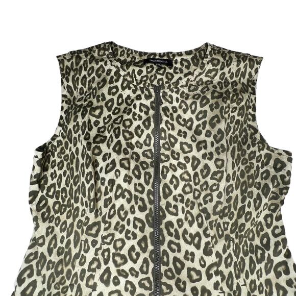Lafayette 148 Animal Print Zip Front Sleeveless Sheath Dress Green size 10 - Picture 9 of 13